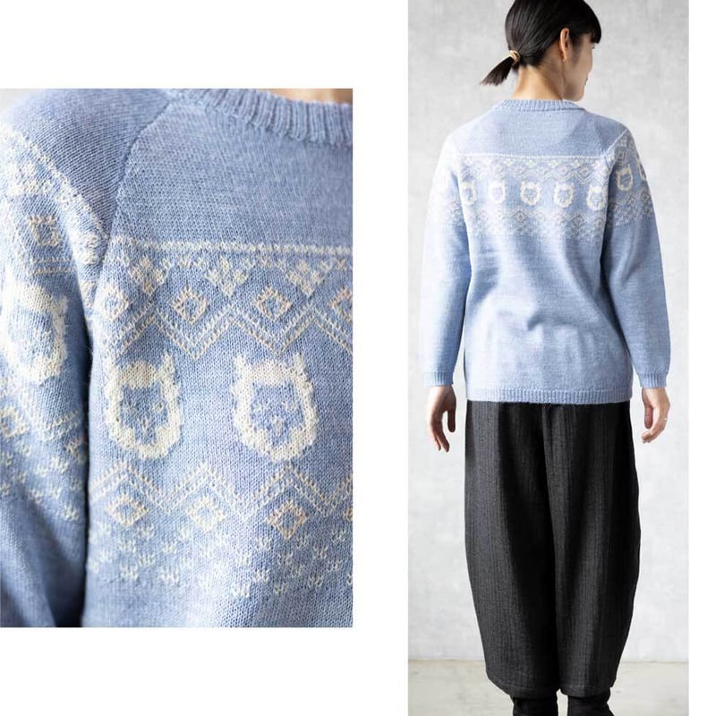 ベビーアルパカ100％アルパカフェース柄プルオーバー（セーター