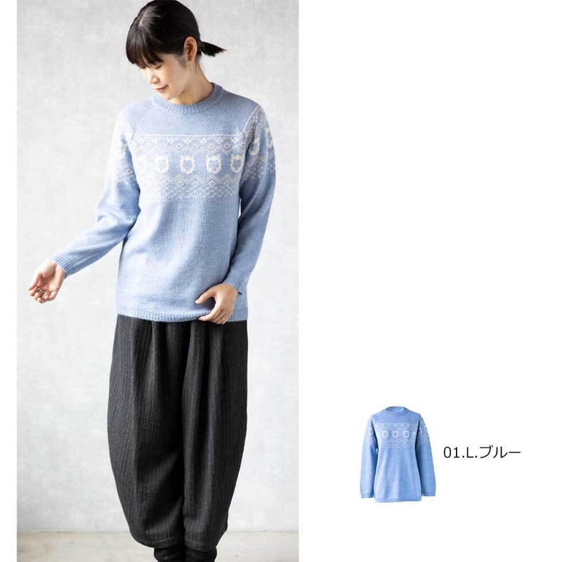 ベビーアルパカ100％アルパカフェース柄プルオーバー（セーター