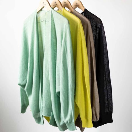 リネン100% ざっくりニット長袖トッパーカーディガン レディース 春夏 M-L