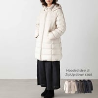 極暖アルパカ混♡セニノン ダウンロングコート 42 グレー フード付 ゆったりめ フード付ストレッチダウンコート：M 』 | lagrimas-alpaca