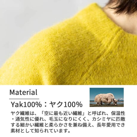 『ヤク100％ラグランストレートスリーブプルオーバー（セーター）』