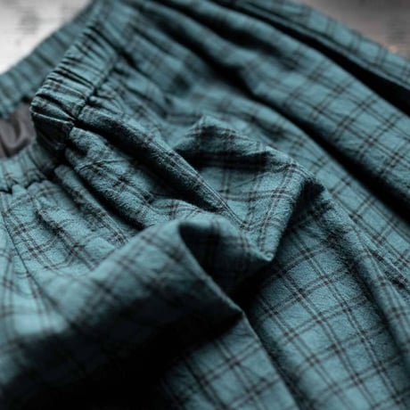 コットンリネン（綿麻）チェック切替スカート 日本製 ロング ゆったり