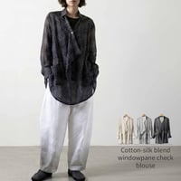 綿シルク長袖ブラウス ドレープシアー ゆったり 日本製 M-L