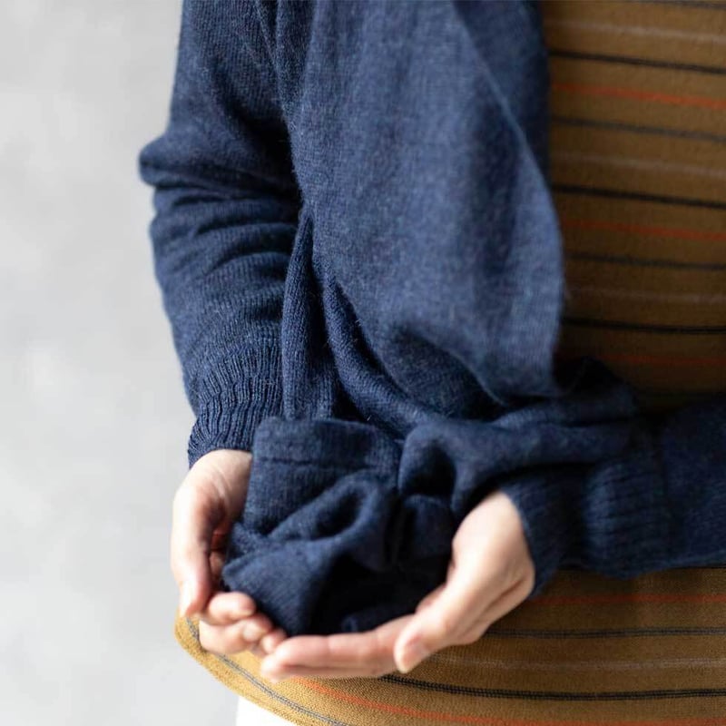 ベビーアルパカ100％フード付きロングトッパーカーディガン