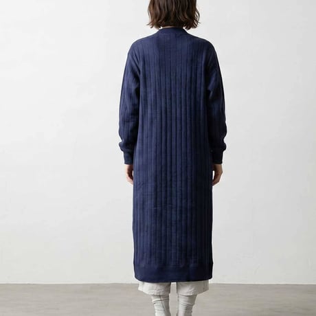スビンコットン100% 総針抜き柄ロングトッパーカーディガン レディース 春夏 M-L