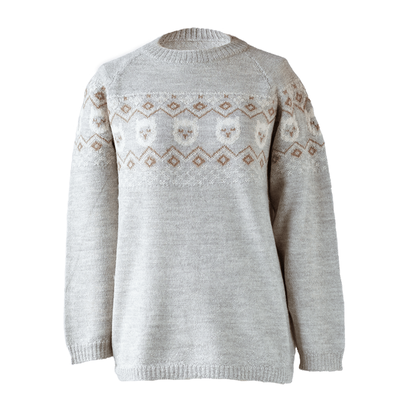 ベビーアルパカ100％アルパカフェース柄プルオーバー（セーター