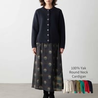 ヤク100％丸首ボタンカーディガン