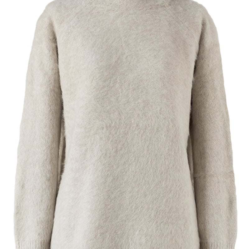 美品 ウェルノード 上質 ブルーフォックス ふわふわ ハイネック 長袖ニット ブルーフォックス100％ラグランハイネックプルオーバー（セーター