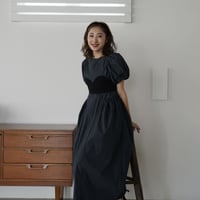 ビスチェ付きパフワンピース(BlACK)