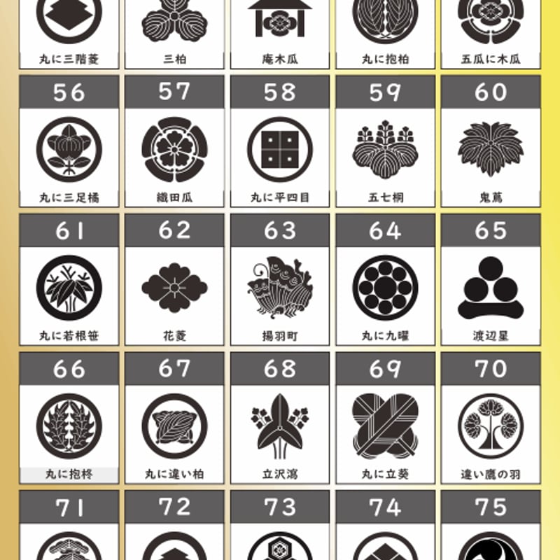 家紋ストラップ 竹ストラップ 組紐付き 51～75 送料出品者負担