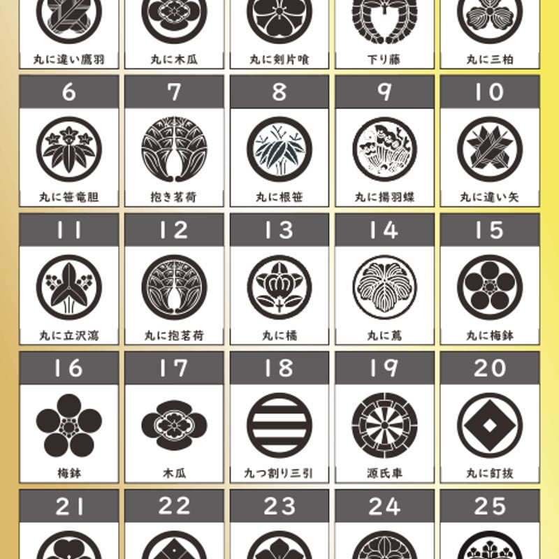 家紋ストラップ 竹ストラップ 組紐付き 1～25 | StickerStudio