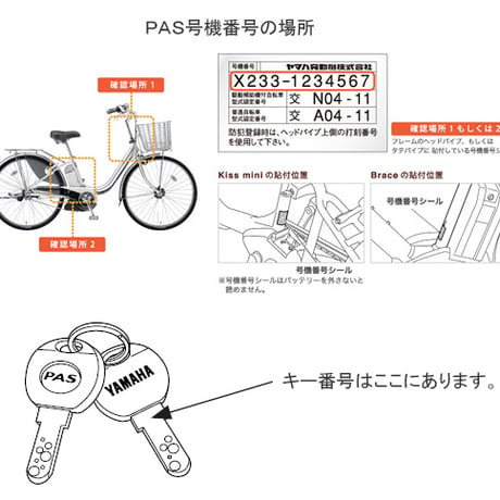 ヤマハ　YAMAHA 自転車　スペアキー　合鍵　1本  電動アシスト自転車