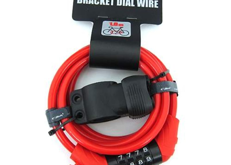 ブラケットダイヤルワイヤー錠 ロングワイヤー鍵 1800㎜ あさひ自転車