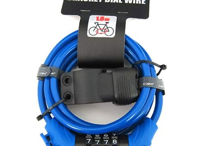 ブラケットダイヤルワイヤー錠 ロングワイヤー鍵 1800㎜ あさひ自転車