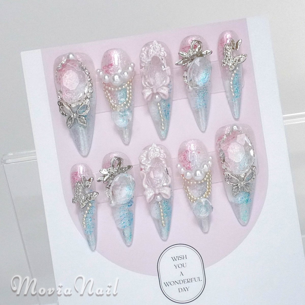 ネイルチップ オーダー Vフレンチ ガーリー 韓国 Y2K ワンホン