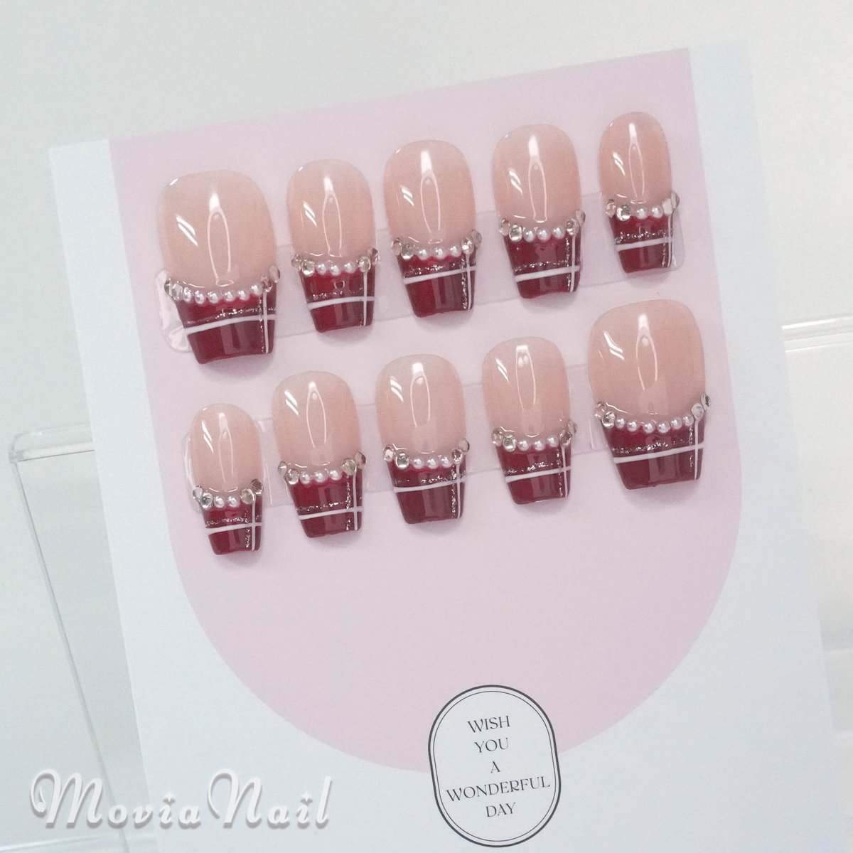 Mちゃんページ♡ネイルチップ 量産型 韓国 ワンホン ピンク 白