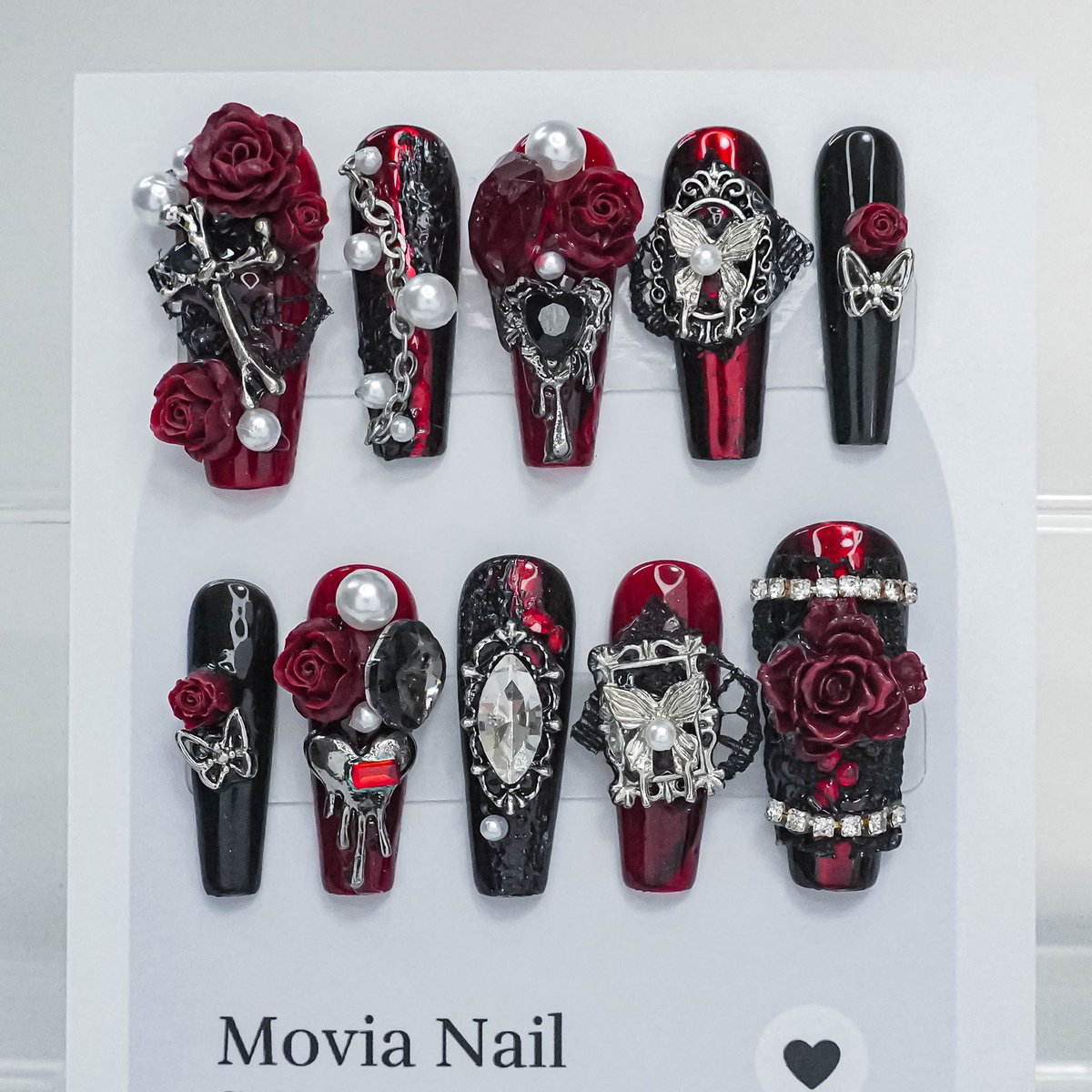 【No.028】ネイルチップ♡レースフレンチ♡ゴスロリ♡地雷サブカル♡黒ネイル♡ No.028】ネイルチップ♡レースフレンチ♡ゴスロリ♡地雷サブカル♡黒