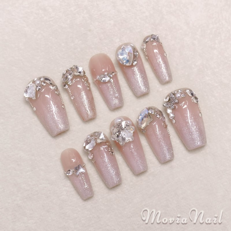 ネイルチップ‪‪⋈量産型ワンホン韓国♡ピンク♡フレンチガーリーハート‬‬