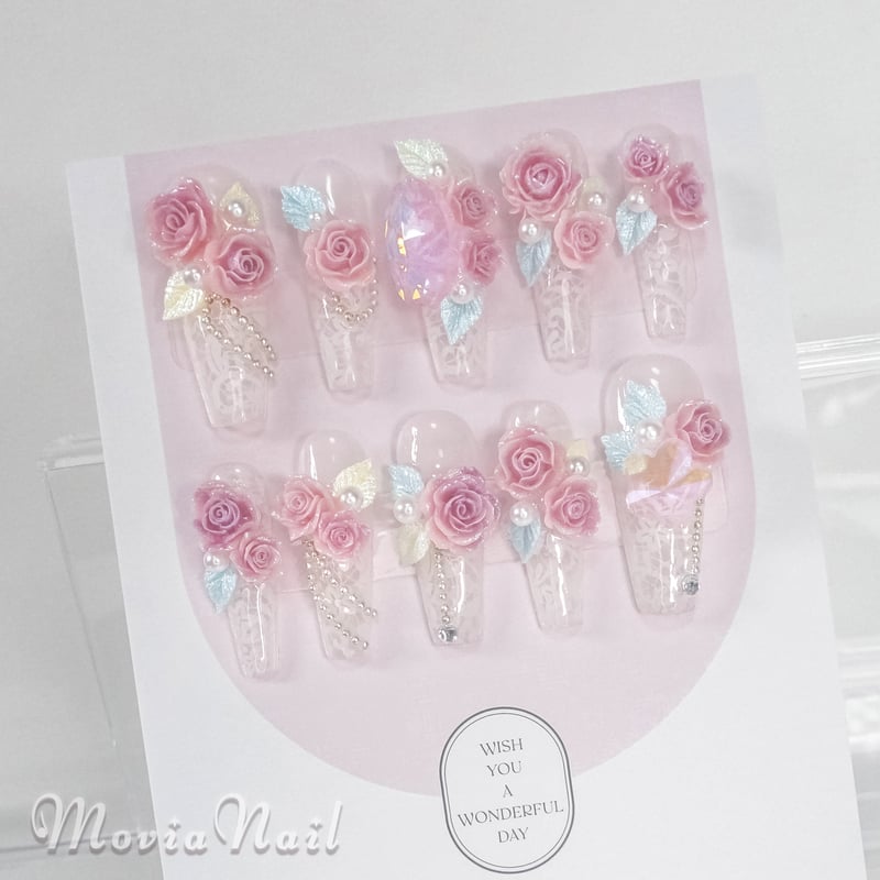 白63XS♡淡色レース花柄フラワー振袖袴卒業式成人式着物大人春ネイル