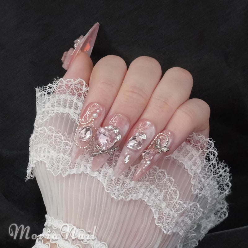 ‪‪❤︎‬ No.96 量産型 地雷系 フリル リボン ネイルチップ ‪‪❤︎‬ ❤︎ No.96 量産型 地雷系 フリル リボン ネイルチップ ‪‪❤︎‬‬