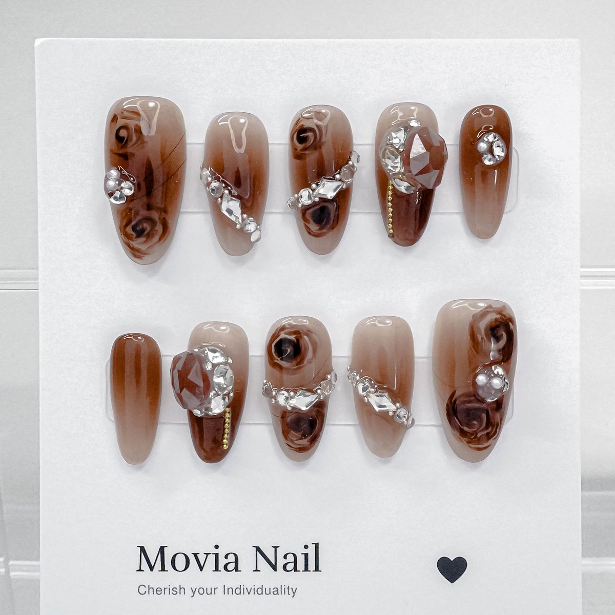 オーダーネイルチップ♡くすみブラウン淡色フレンチガーリー量産型韓国ベージュ茶色 ネイルチップ ロング スクエア 韓国 ショート 成人式 ブライダル
