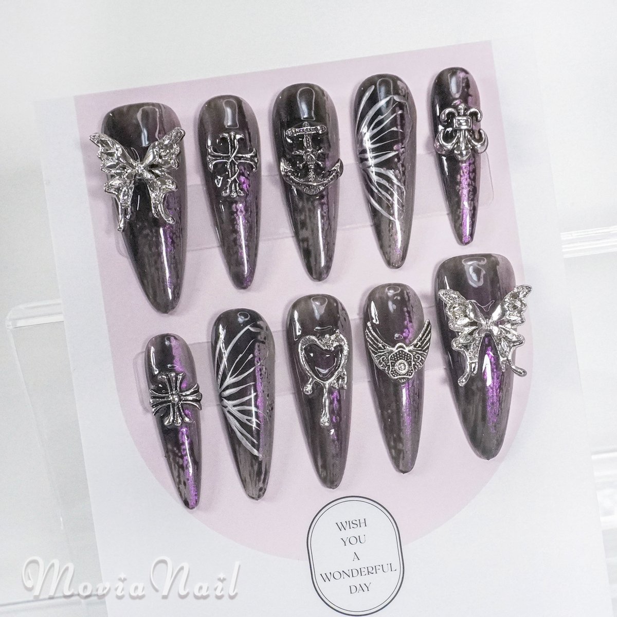 紫91M☆地雷系y2kサブカル韓国バンギャルゴシックゴテゴテ痛ネイル