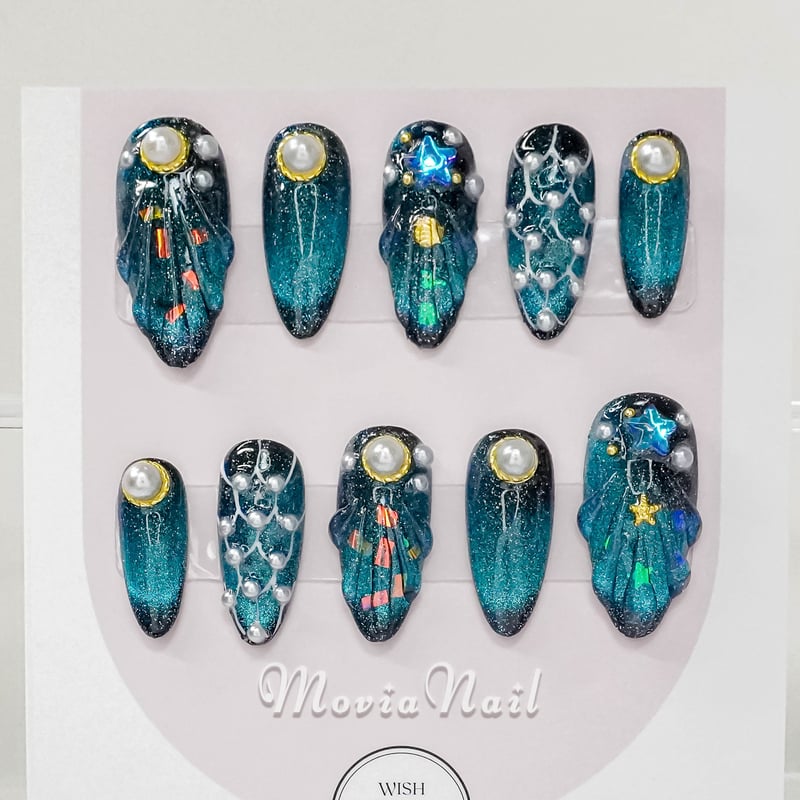 No.326　ネイルチップ　マーメイド　貝殻　人魚　海　夏　プリンセス　人魚姫 5aa4bc0479760756f20b3d360c47a3
