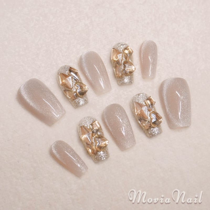 ゴールド73S⋈マグネット量産型ワンホン韓国ガーリー埋めつくしネイル