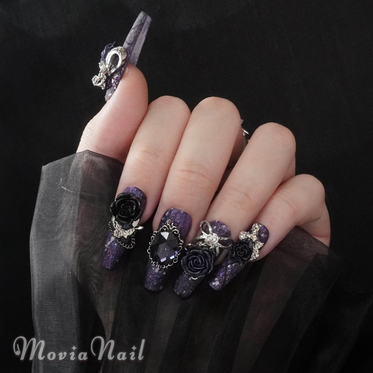 紫177XS☆178S☆112M☆地雷系サブカルゴシックフラワーチャームギャル