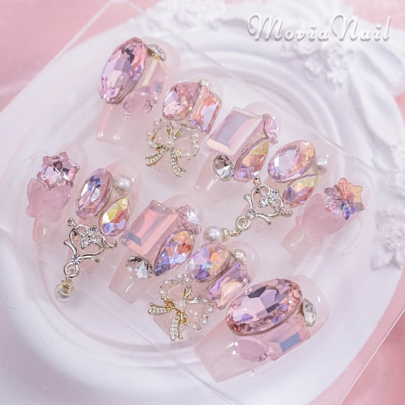 ♡ 姫♥shop ♡ ネイルチップ 量産型 平成女児 姫系 萌 ハンドメイド