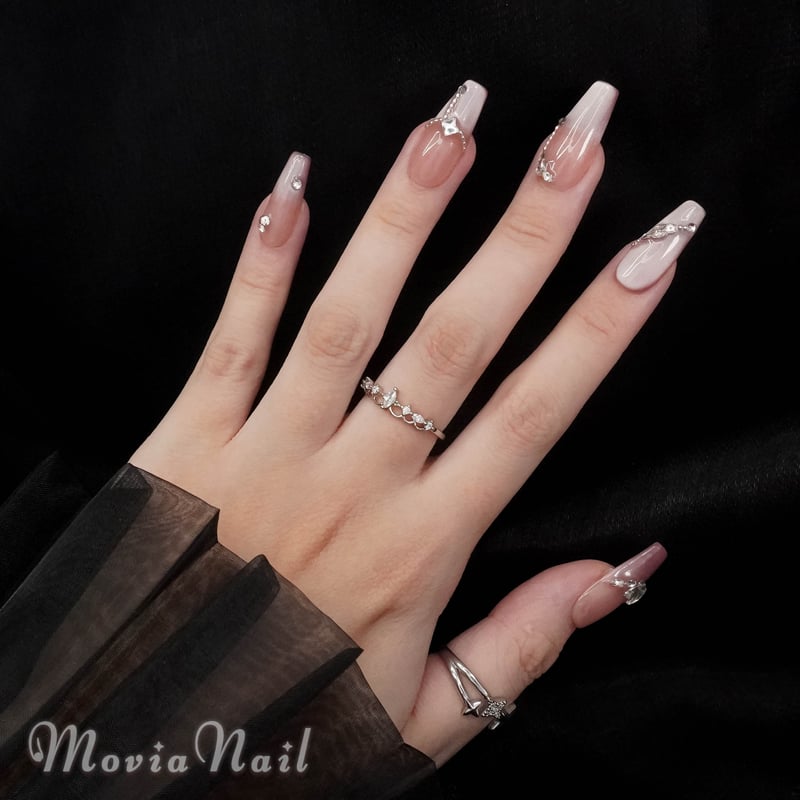 ネイルチップ‪‪♡ベージュ マグネット量産型地雷韓国ワンホンフレンチガーリー ピンク560XS～569M⋈マグネット韓国ワンホンフレンチガーリー量産型