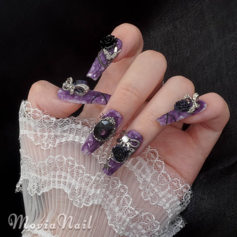 紫177XS☆178S☆112M☆地雷系サブカルゴシックフラワーチャームギャル