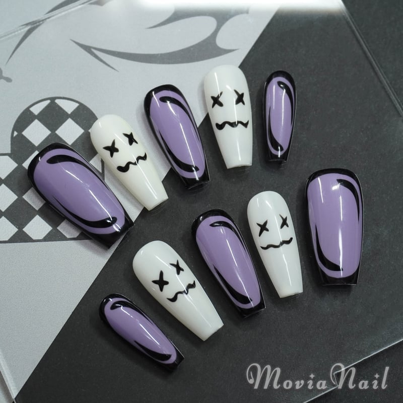 ネイルチップ‪‪❤︎‬パープル 紫 量産型地雷韓国ワンホンイニシャル‬