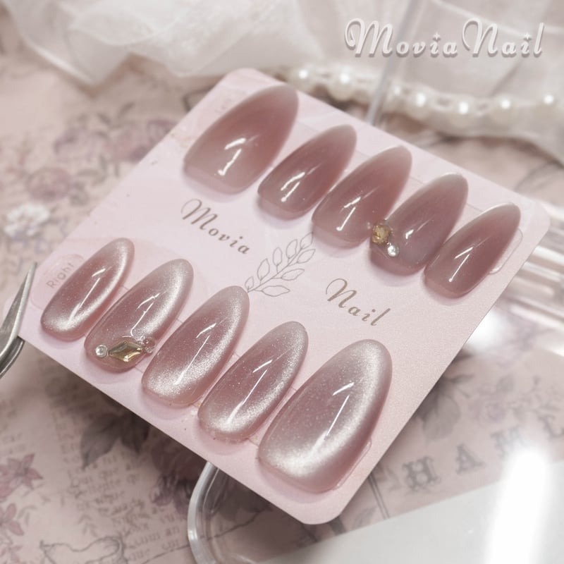 ネイルチップ‪‪⋈ワンホン韓国♡ピンクベージュ♡マグネット‬‬