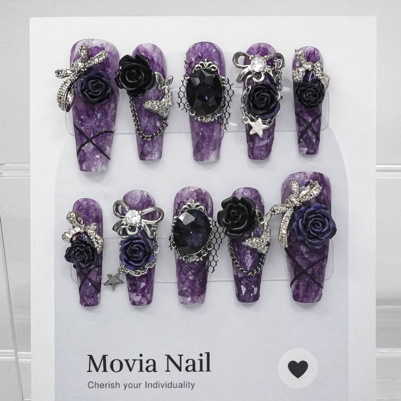 紫177XS☆178S☆112M☆地雷系サブカルゴシックフラワーチャームギャル