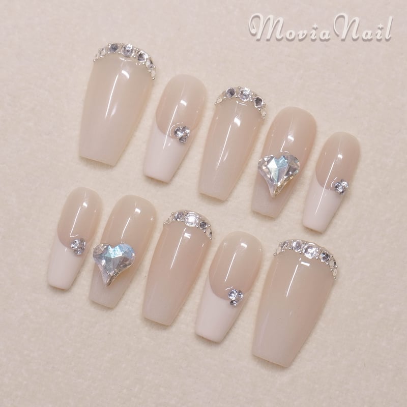 ネイルチップ‪‪⋈量産型ワンホン韓国♡シンプル♡ちゅるんフレンチ‬‬  