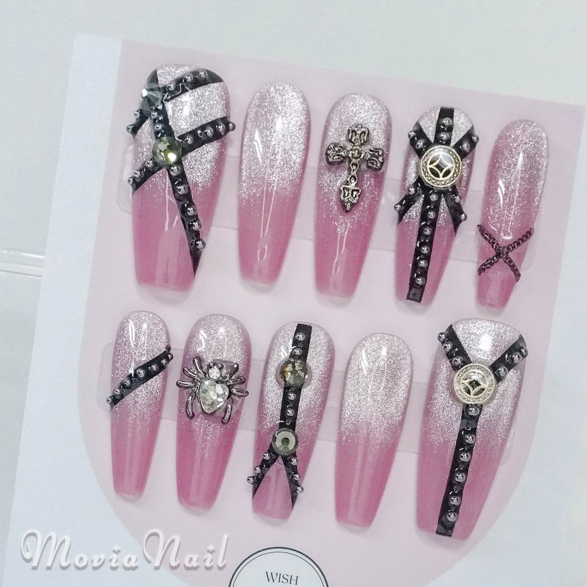 ネイルチップ マグネット チェック リボン ガーリー 韓国 量産型 地雷系 ネイルチップ マグネット チェック リボン ガーリー 韓国 量産型