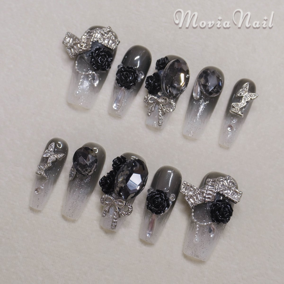 ネイルチップ 量産型 オーダー ワンホン フレンチガーリー ピンク 水色