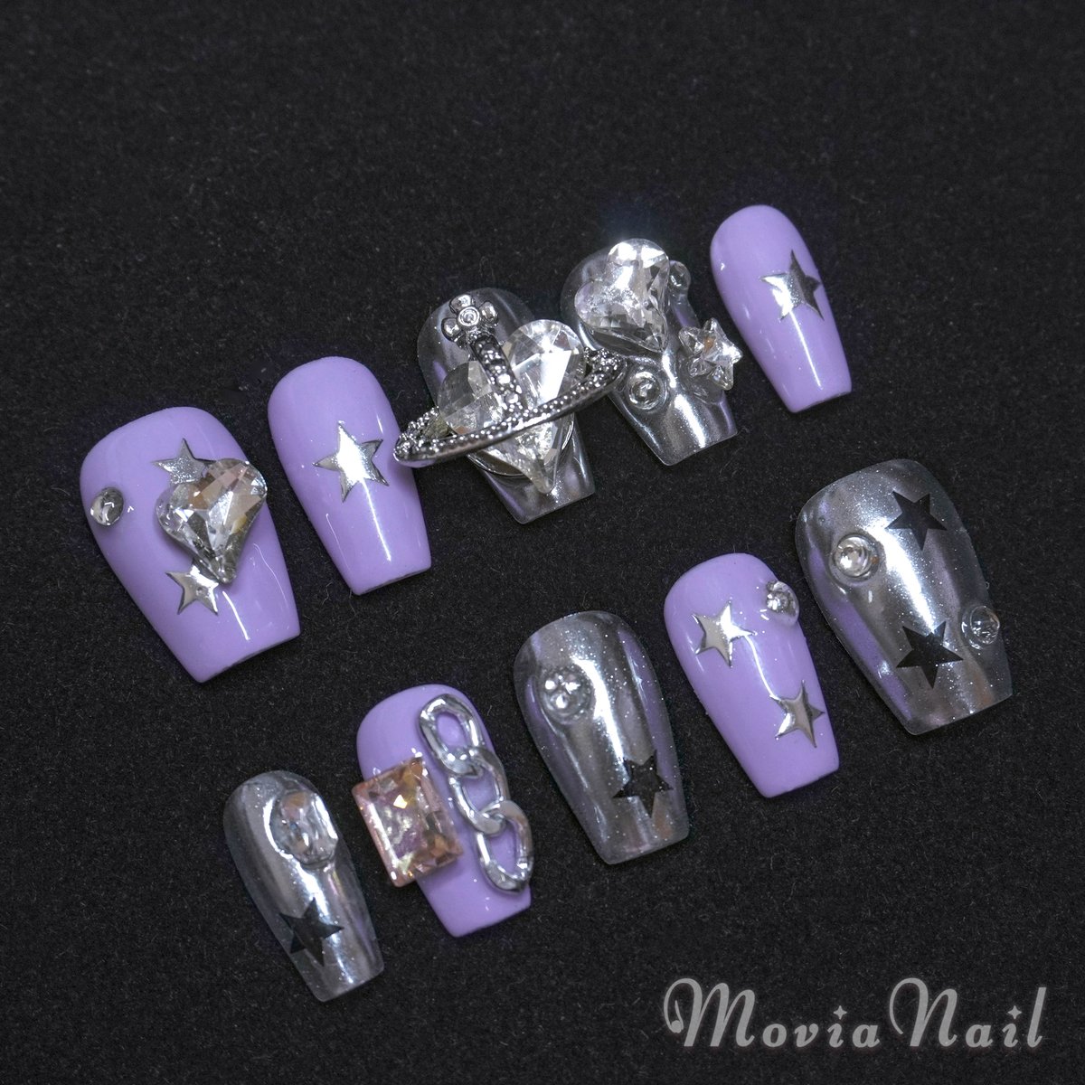 ネイルチップ ダイヤ 星 スター 地雷系 パンク 韓国 ネイルチップ ダイヤ 星 スター 地雷系 パンク 韓国