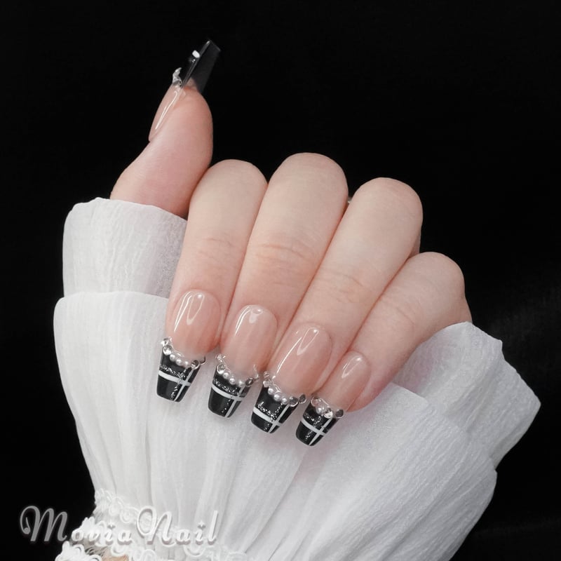 黒214XS⋈ブラックチェック柄量産型地雷系大人シンプルフレンチ