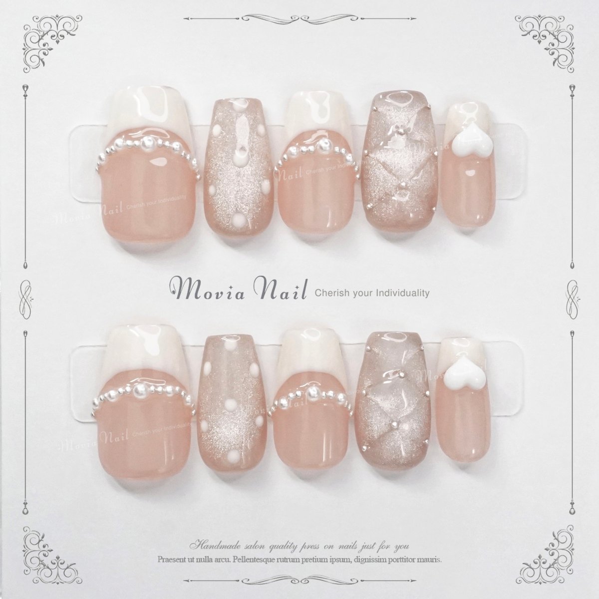 ネイルチップ オーダー マグネット ホワイト 韓国 ミラー キルティング 地雷 ネイルチップ オーダー マグネット ホワイト 韓国 ミラー