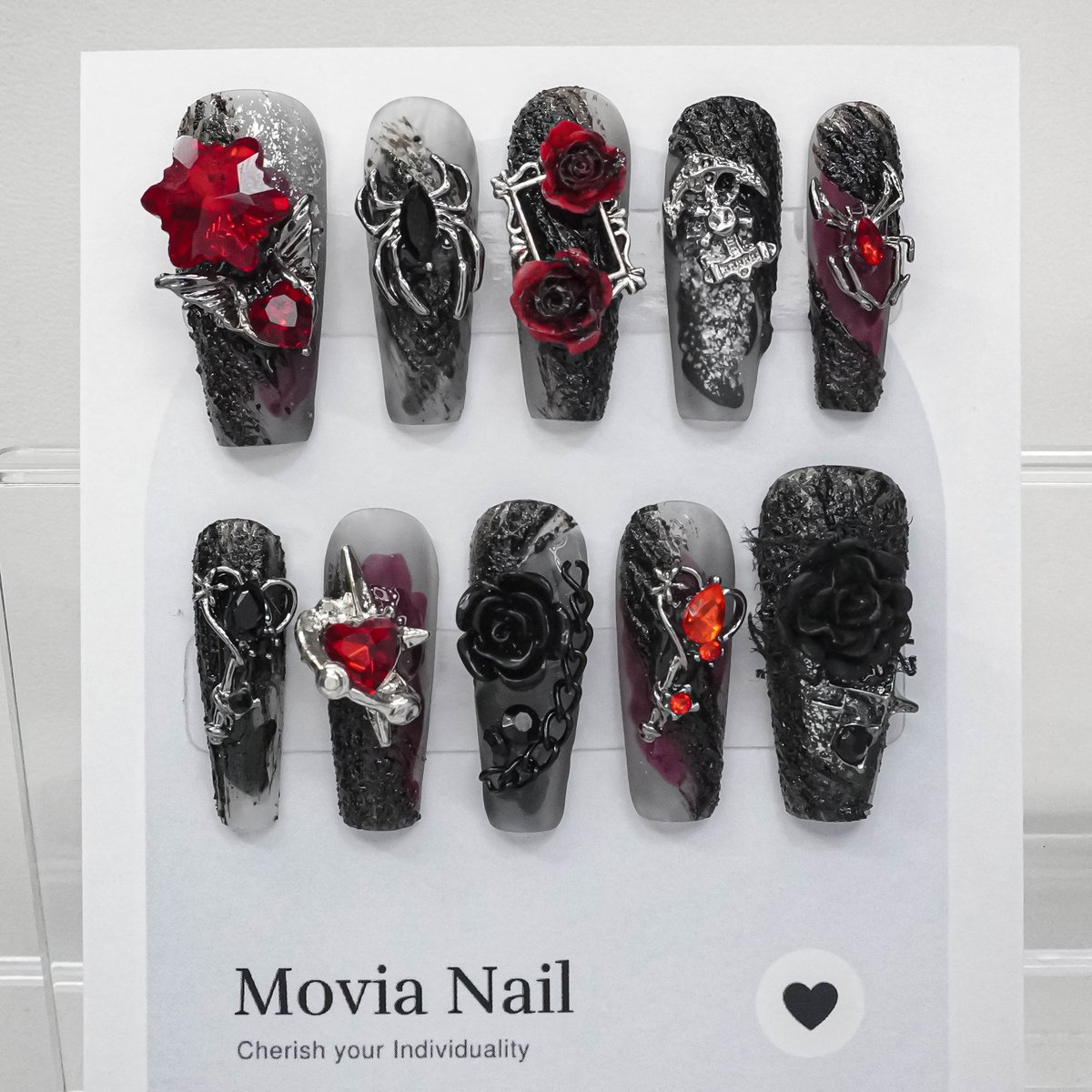 赤110S☆地雷系y2kサブカルゴシックギャルゴテゴテハロウィンネイル