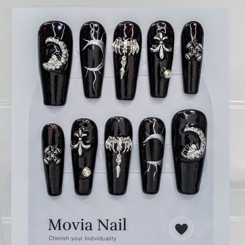 赤57M☆地雷系y2kサブカル韓国バンギャルゴシックゴテゴテ痛ネイル  