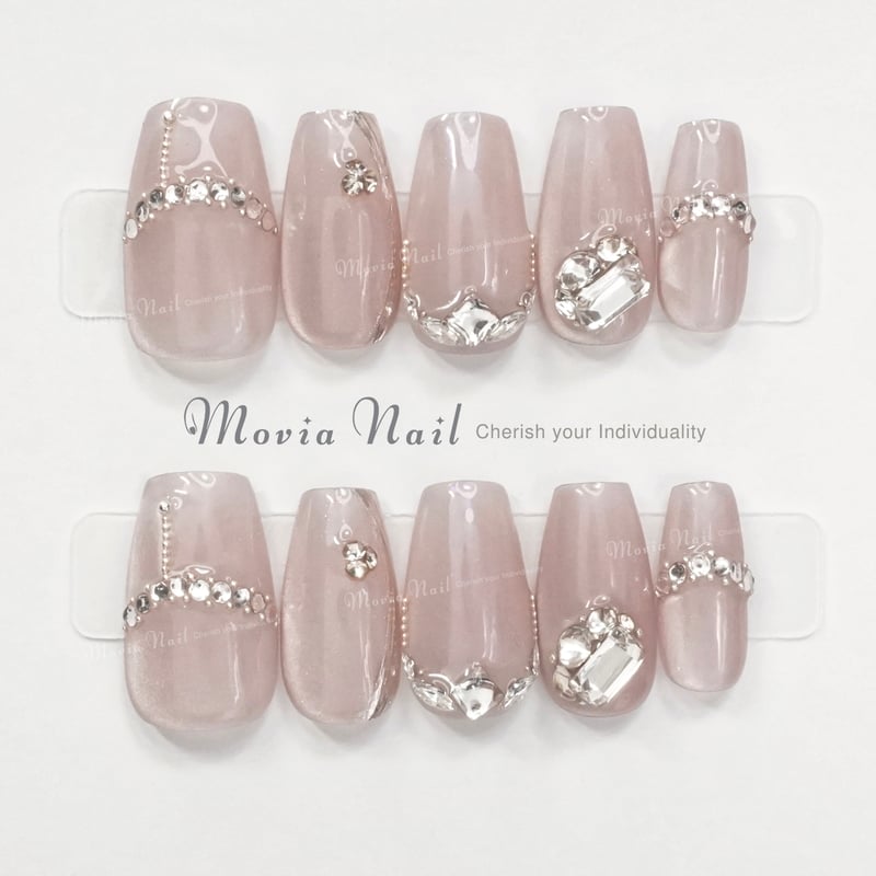 ネイルチップ‪‪❤︎‬ホワイト パープル 紫 マグネット 量産型地雷韓国ワンホン ネイルチップ‪‪︎‬パープルピンク ホワイト 量産型地雷韓国ワン‬