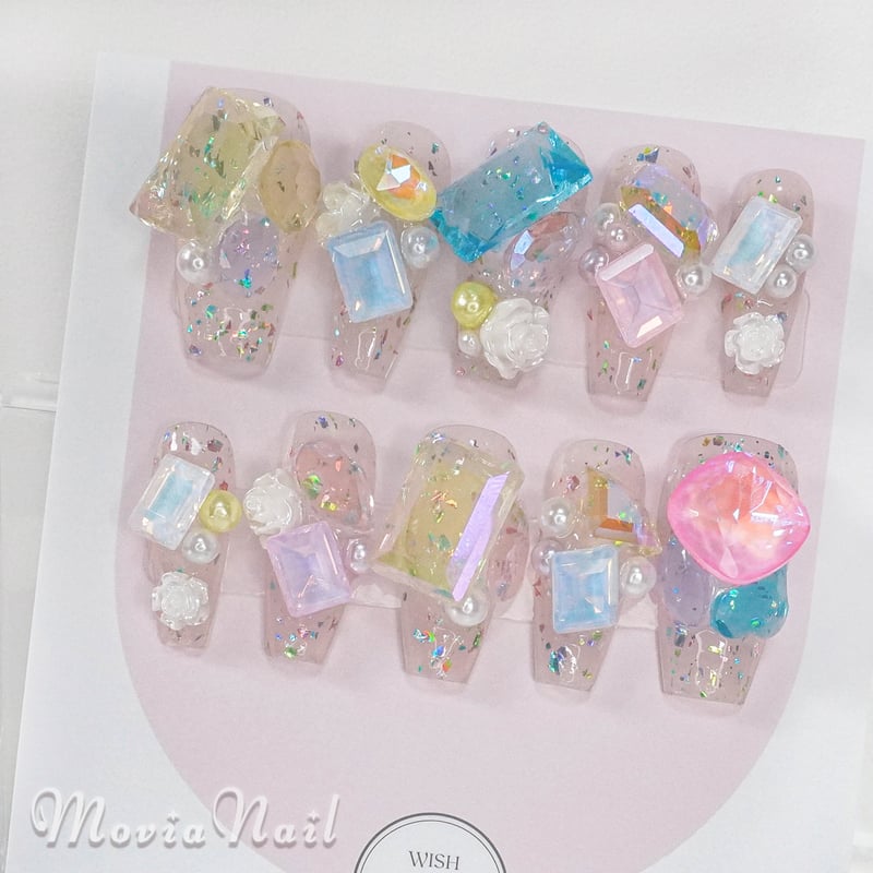 イエロー1M⋈量産型地雷系韓国ギャルゴテゴテうるうるガーリー夏ネイル