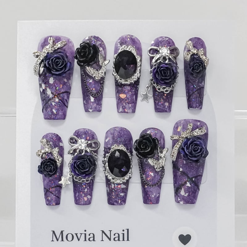 紫177XS☆178S☆112M☆地雷系サブカルゴシックフラワーチャームギャル