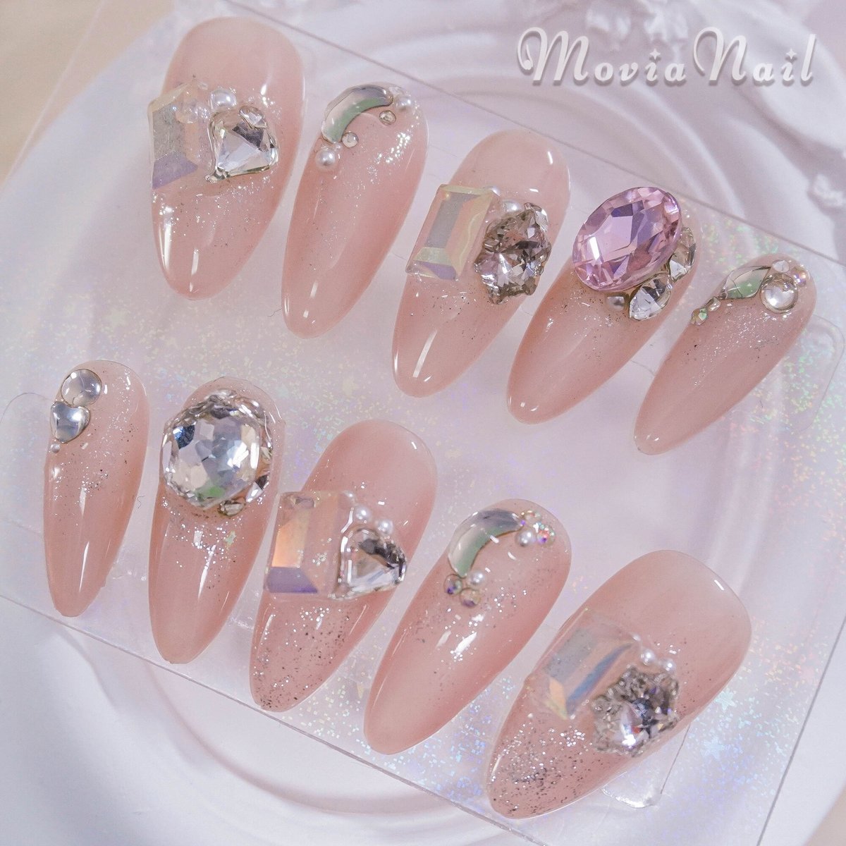 ネイルチップ‪‪❤︎‬ベビーブルー ホワイト 量産型地雷韓国ワンホン‬