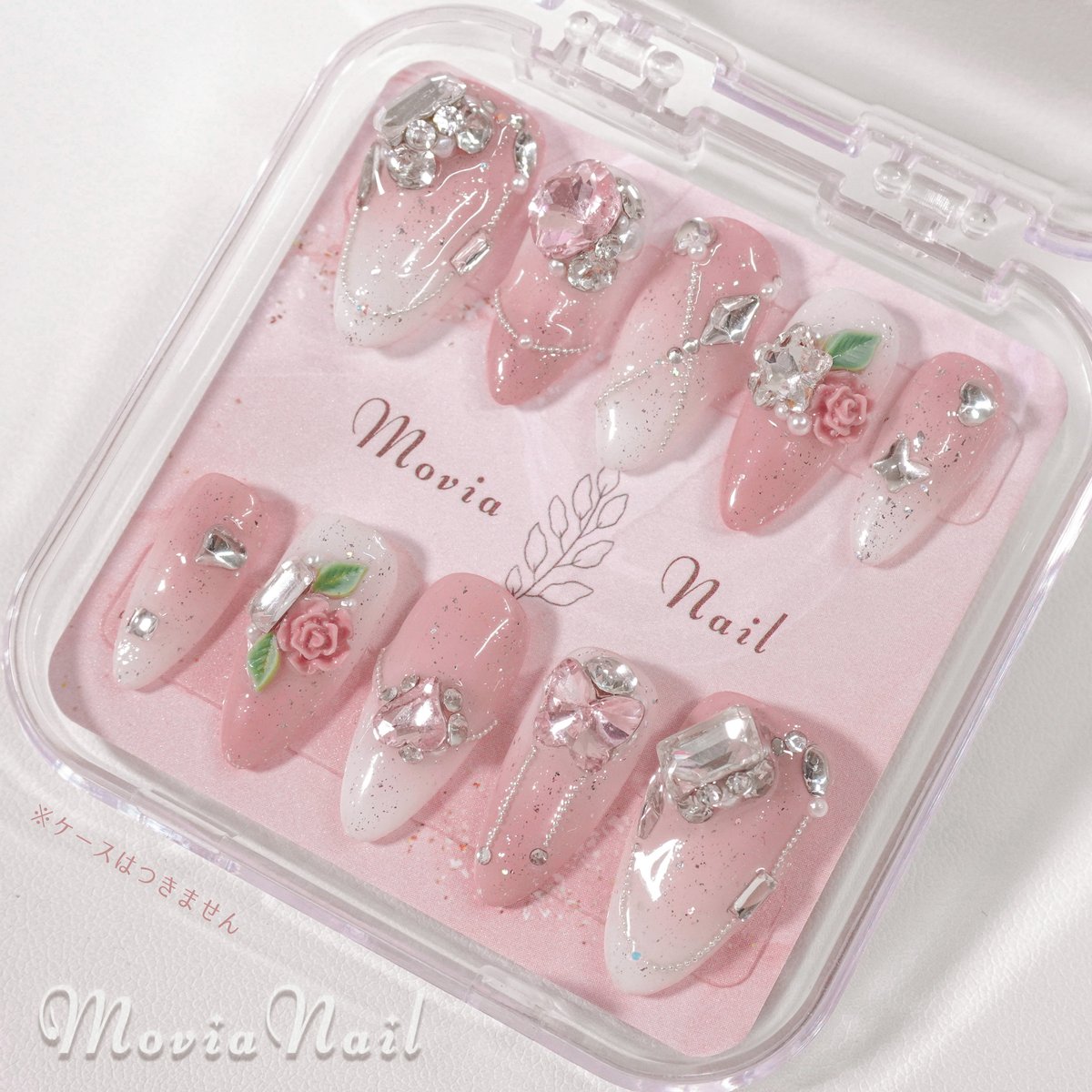ピンク236♡量産型ワンホンゴテゴテギャル3D薔薇花柄フラワー春ネイル
