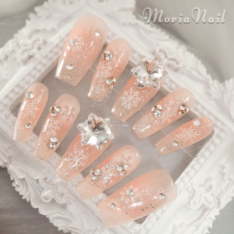 ネイルチップオーダー 地雷系 量産型 ピンク 天使 ゆめかわ ちゅるん