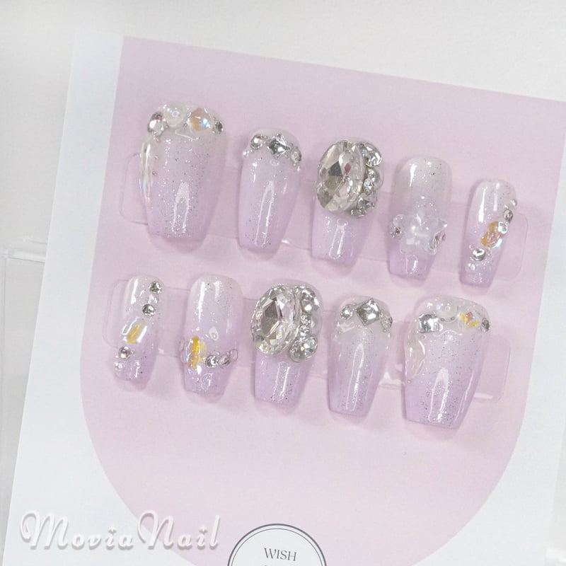 ネイルチップ オーダー フレンチ 黒 ブラック ガーリー 韓国 ゴテゴテ 量産型 紫15XS⋈量産型ワンホン韓国ゴテゴテフレンチガーリーギャルネイル